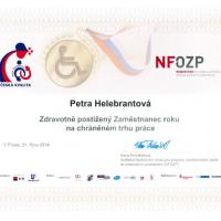 NF pro podporu zaměstnávání OZP - certifikát